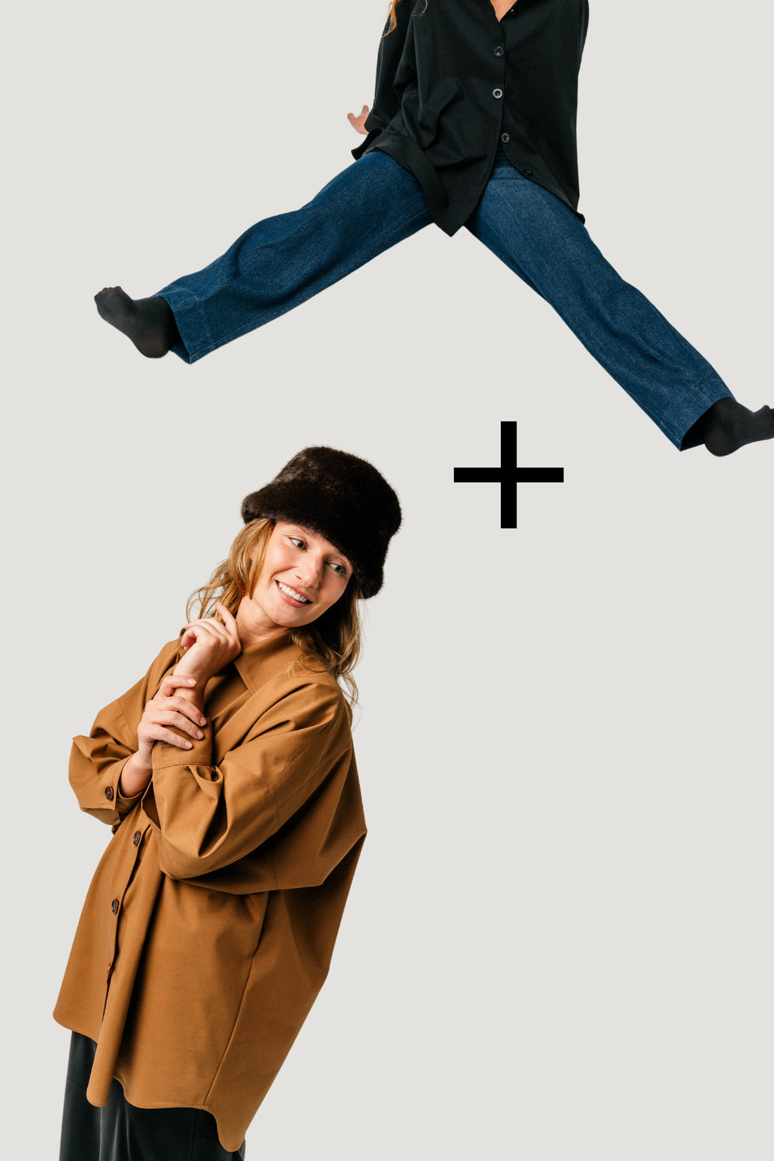 Rudi oversized marškiniai + denim kelnės